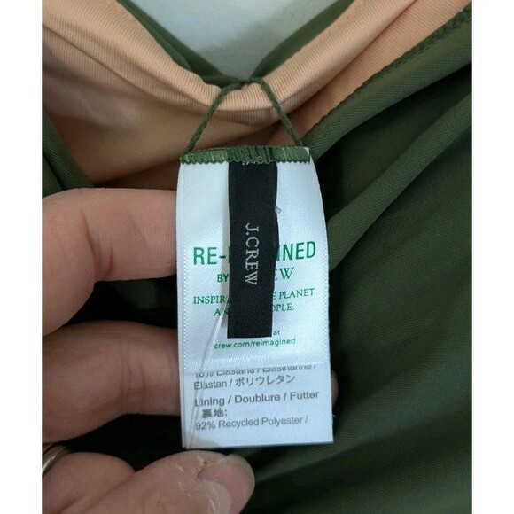 J.Crew Ruched Classic Sweetheart Neckline Olive Green Resort One Piece SZ 22 - Picture 4 of 9